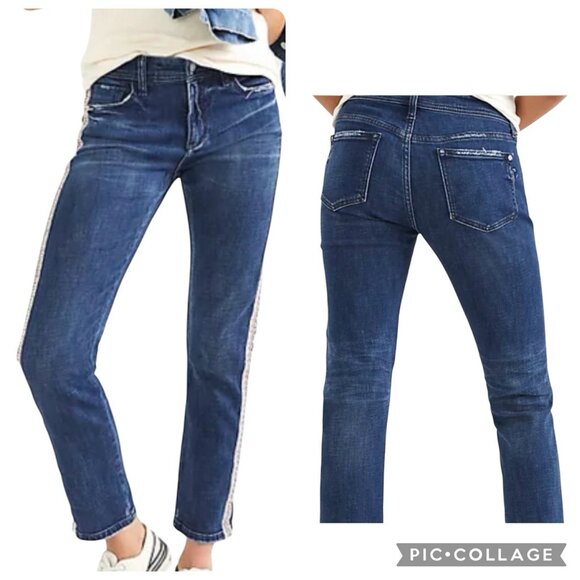 Pilcro Denim - Antropologie Pilcro Jeans Size 25 Slim Boyfriend Crop Embroidered Side Stripe